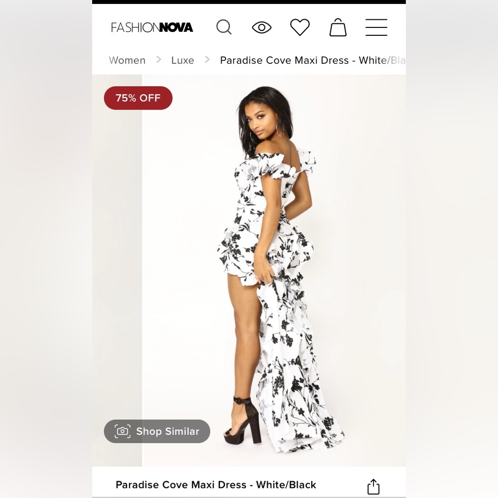 ISO Fashion Nova Paradise Cove white floral maxi dress in Medium